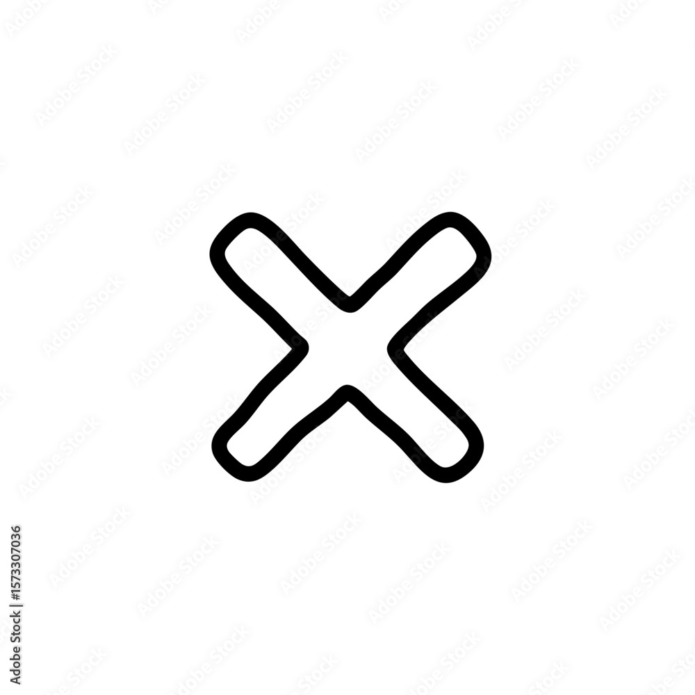 Obraz premium Black and white sketch of a cross mark symbol 