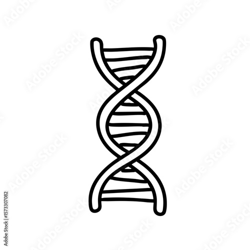 DNA strand doodle in black and white outline style  