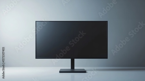 Modern Black Computer Monitor on White Background