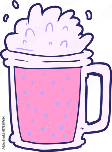 cartoon pint of ale in bright neon color