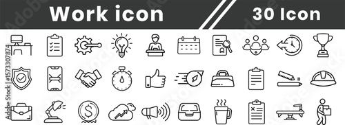 Work, Task line editable icon set collection. editable file. Containing checklist, poll, multitasking, decision, voting, checkbox, checkmark and more. Editable stroke. Vector illustration