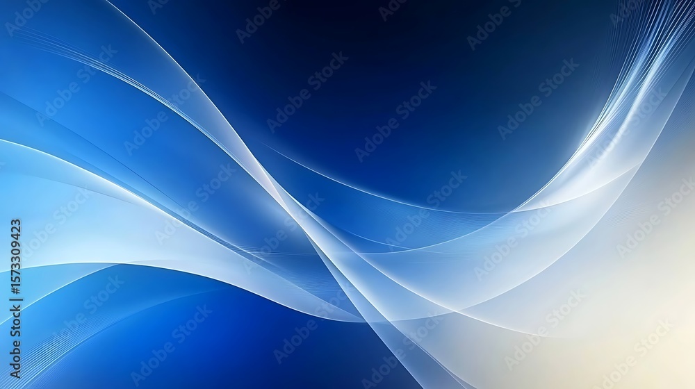 Fototapeta premium Abstract design with flowing lines of light blue and white.