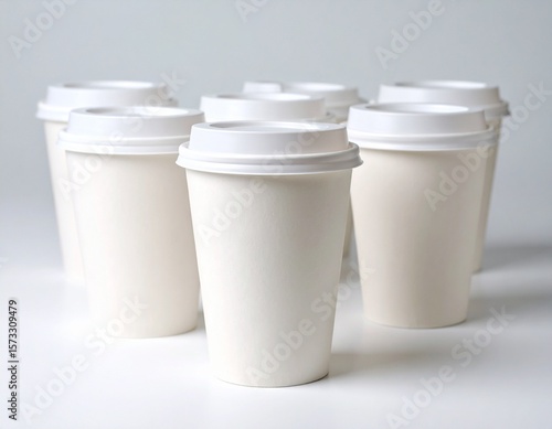 Wallpaper Mural four  Blank White Disposable Coffee Cups with Lids Torontodigital.ca