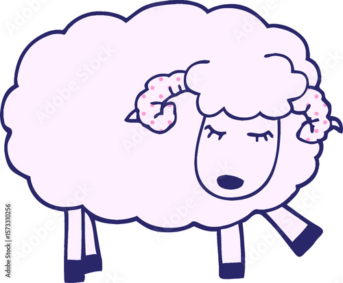 cartoon doodle cute sheep in bright neon color