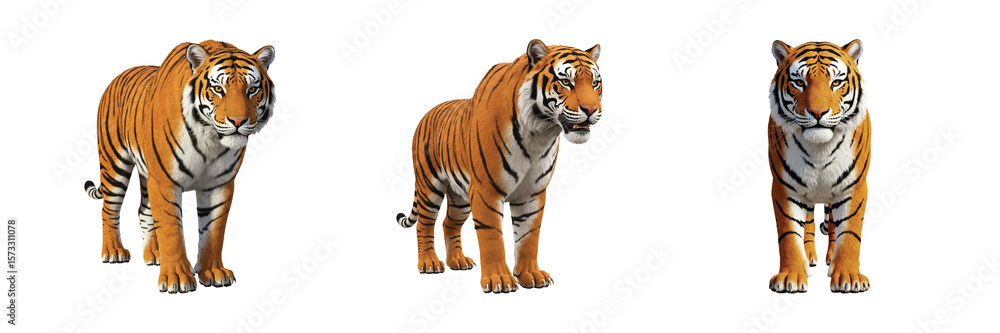 Fototapeta premium 3D Tiger Poses – Realistic Wildlife PNG Clipart Set