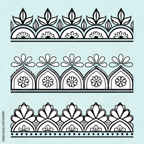 Set of seamless vintage floral patterns and decorative vector elements