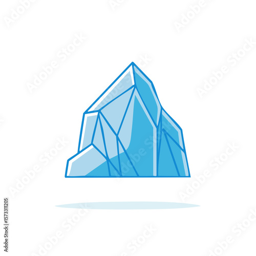Simple Blue Iceberg Graphic Isolated, Cold Floating Ice, Global Warming and Climate Change Concept