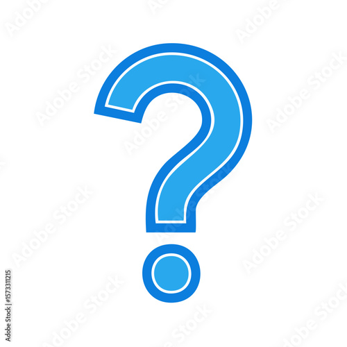 A Blue Question Mark Icon, Symbol of Inquiry and Uncertainty, Problem Solving, Isolated