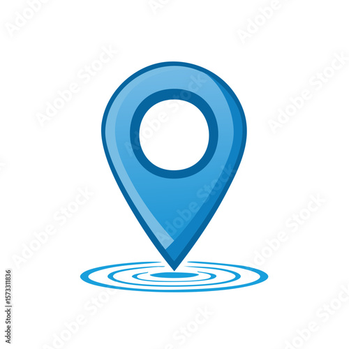 Pointer Marker Landing Spot with Ripples, Location Icon Vector Illustration