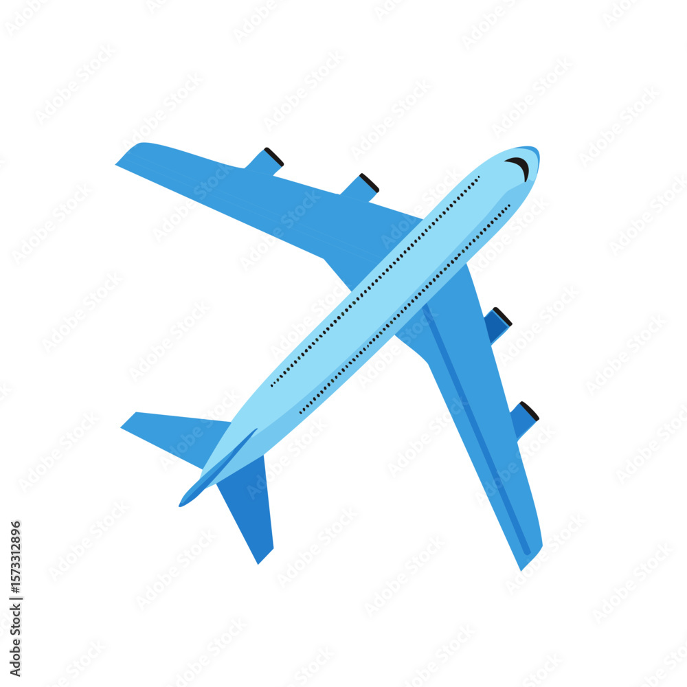 Obraz premium Blue Airplane Flying Commercial Airliner Jet Aeroplane Aviation Transport