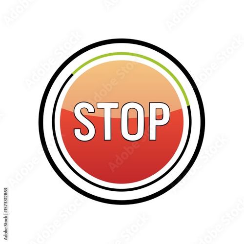 Red and Orange Stop Sign Symbol for Halt or Warning Vector Illustration