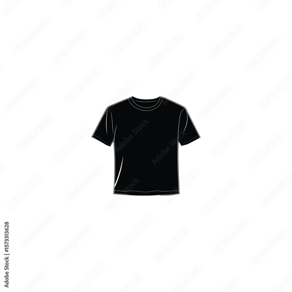 Naklejka premium Black basic tshirt icon illustration on a white background, apparel design