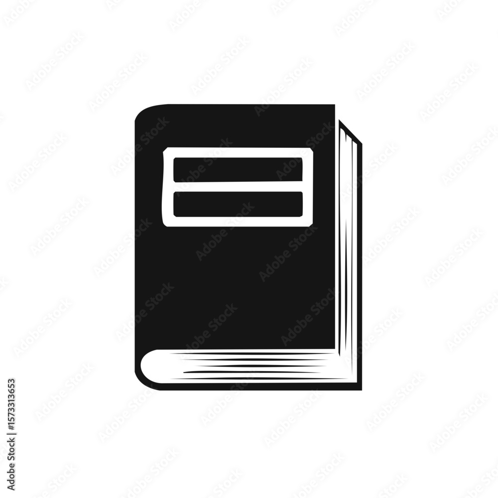 Obraz premium Closed Book Icon with Page Edge Detail, Black and White Simple Vector Illustration