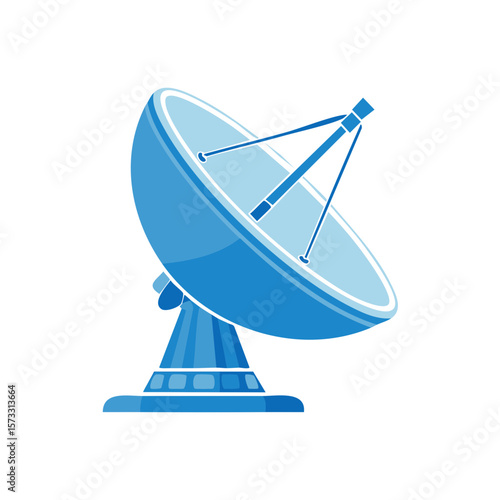 Blue Satellite Dish Illustration for Communication and Technology Concepts Broadcast Transmitting Receiving Signal