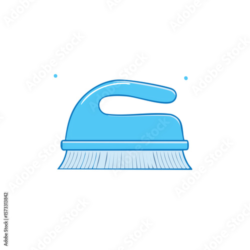 Blue Scrub Brush with Handle Cleaning Tool for Household Tasks Icon Style
