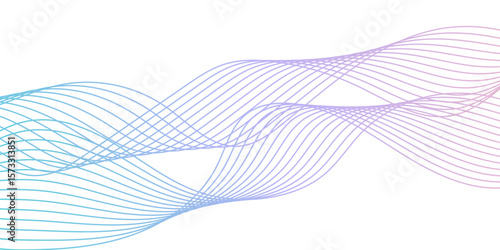 Abstract wavy lines for science, music technology futuristic, banner, business, template, flyer design. Abstract wavy lines gradient vector line blend element. Frequency sound wave lines and twisted