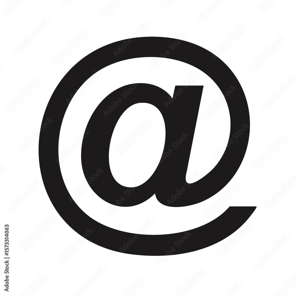 Symbolic At Sign Representation - Black and White Isolated Electronic Communication Symbol Symbolic At Sign Representation - Black and White Isolated Electronic Communication Symbol