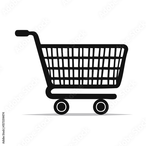 Shopping cart icon illustration in simple black and white for retail themes