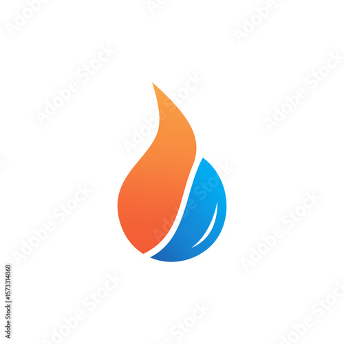 vector logo, fire and water on a clean clear transparent background	