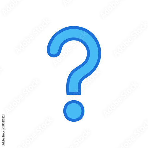 Isolated blue question mark symbol represents uncertainty, inquiry, or confusion.