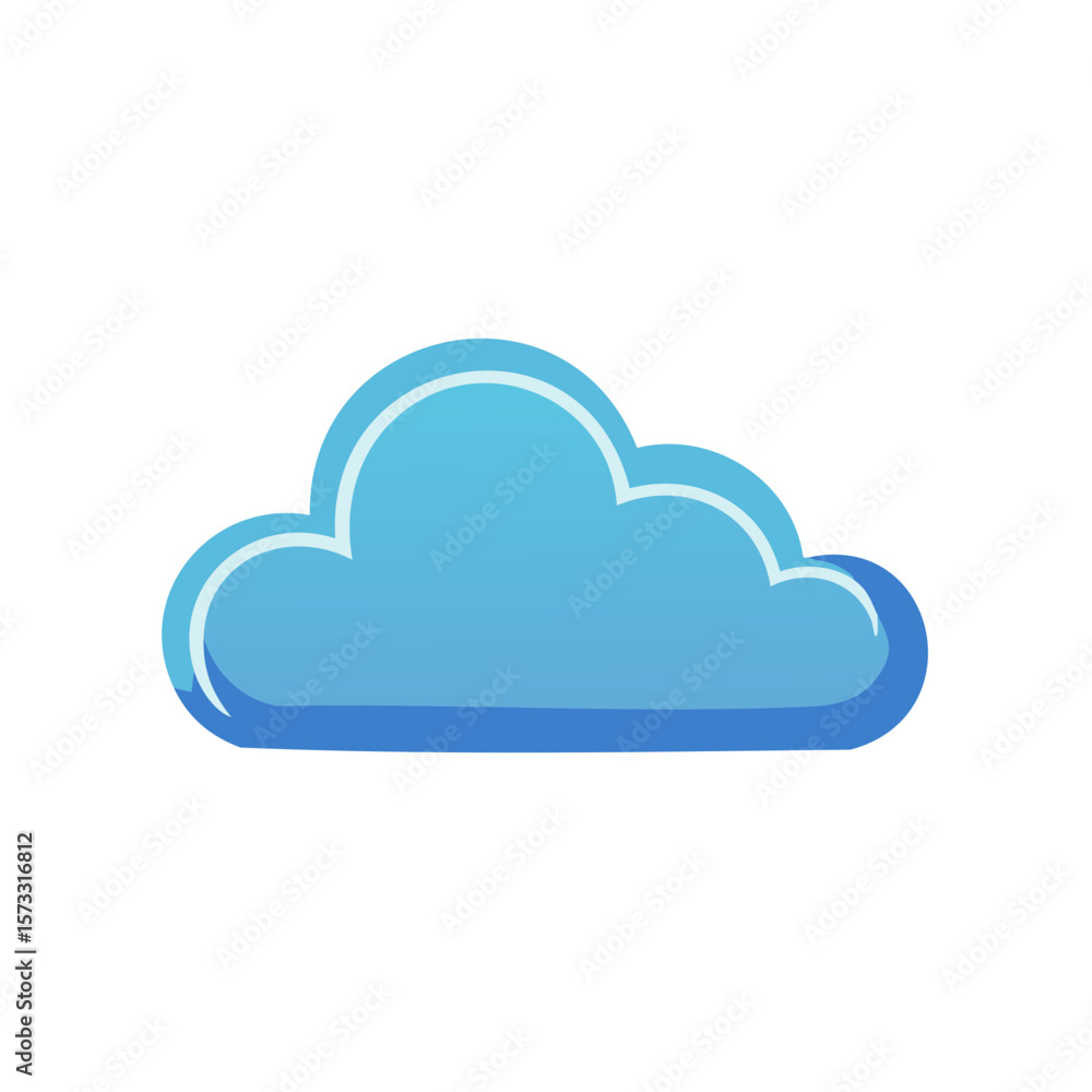 Bright Blue Cloud Cartoon Illustration Symbolizes Weather Data and Digital Storage Bright Blue Cloud Cartoon Illustration Symbolizes Weather Data and Digital Storage