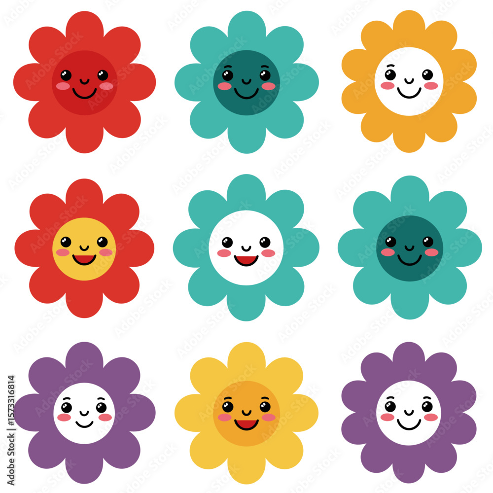 Obraz premium Cute Flower Vector Illustration Set Transparent