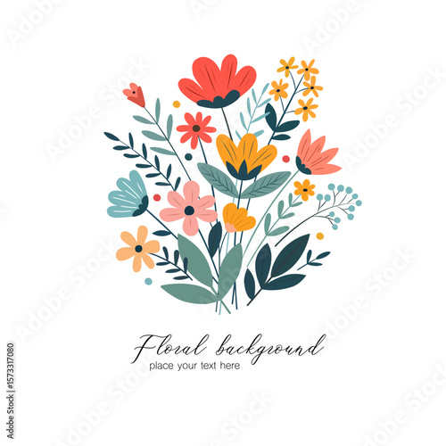 Retro-style bouquet of flowers. Vector illustration.
