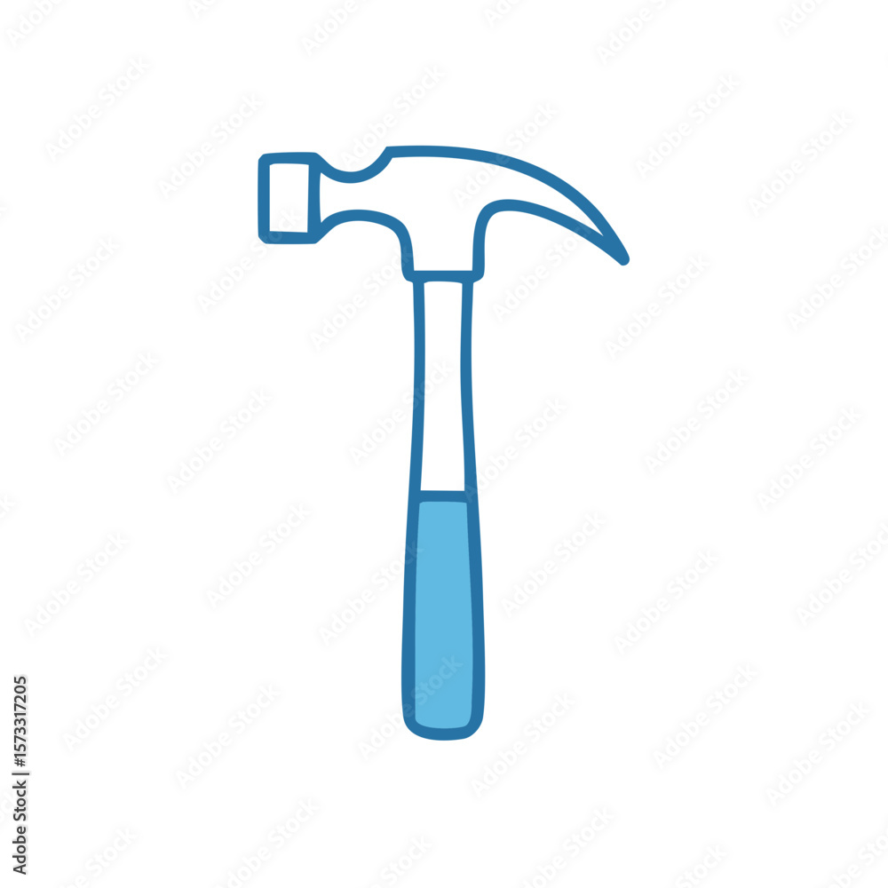 Isolated blue hammer tool illustration on a white background for DIY and repair works Isolated blue hammer tool illustration on a white background for DIY and repair works