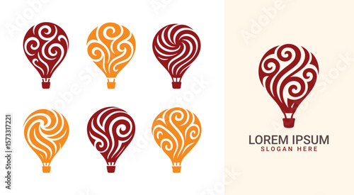 Hot Air Balloons Swirl Silhouette Logos