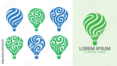 Hot Air Balloons Swirl Silhouette Logos