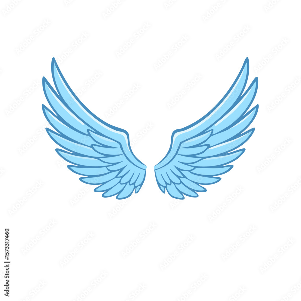 Fototapeta premium Two Light Blue Angel Wings Symbolize Freedom and Spiritual Ascension Illustration