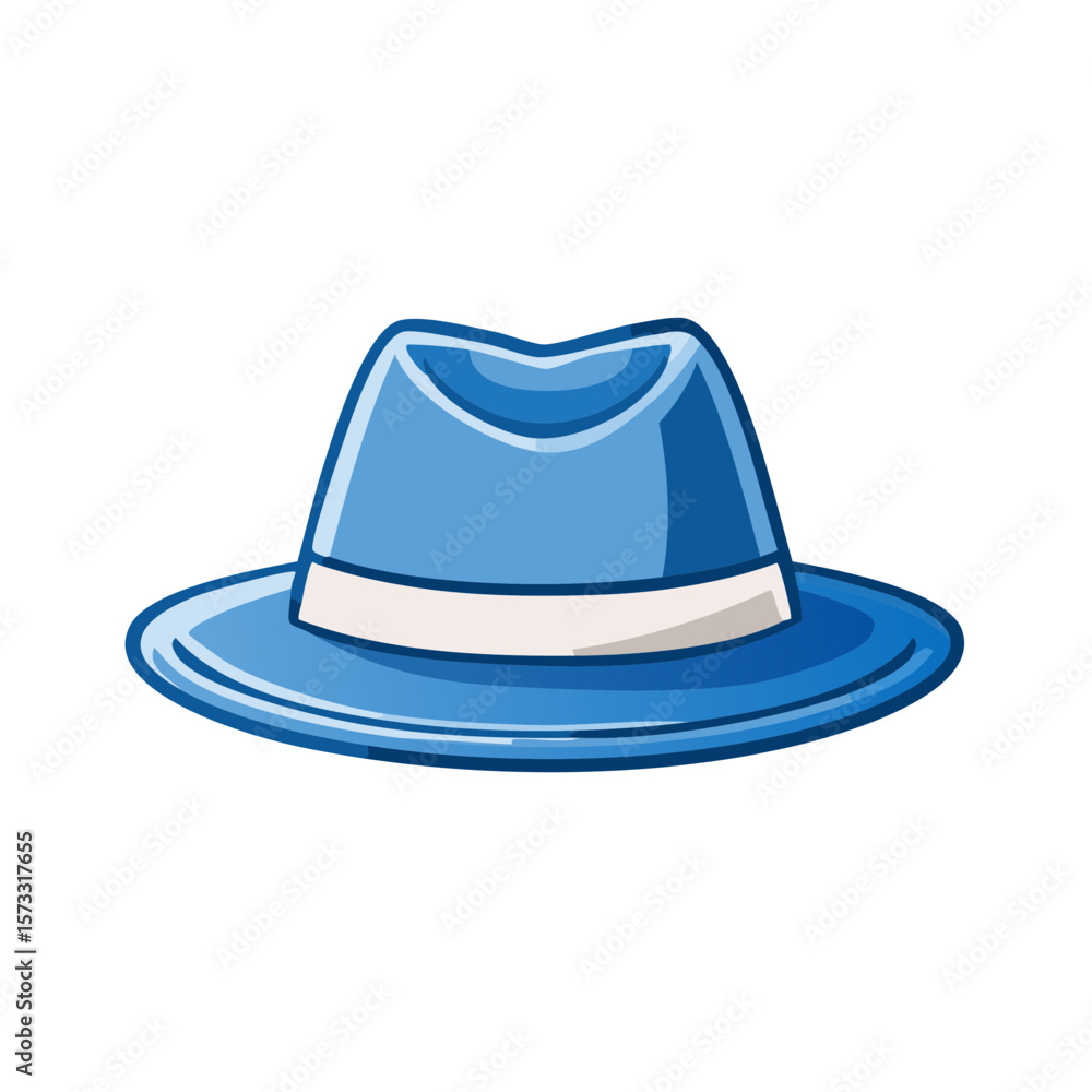Cartoon Blue Fedora Hats Illustrations Accessory Fashion Style Design Elegant Icon Cartoon Blue Fedora Hats Illustrations Accessory Fashion Style Design Elegant Icon