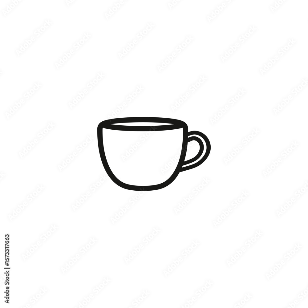 illustration of a black coffee mug outline icon isolated on white background illustration of a black coffee mug outline icon isolated on white background