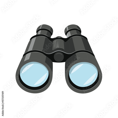 Dark grey binoculars with light blue lenses optical instrument for seeing objects