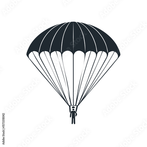 Minimalist Skydiver with Parachute Silhouette Graphic Illustration