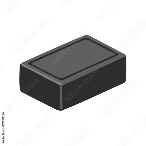 Isolated single gray block object three dimensional style with a rimmed edge rectangular design minimal illustration