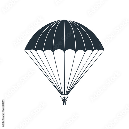Parachutist Descent Graphic Illustration Featuring a Skydiver Flying Safely Down with Parachute