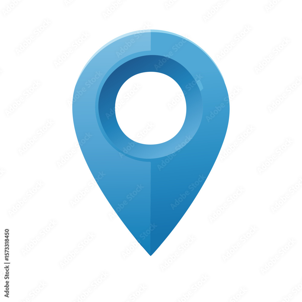 Illustration of a luminous blue location pin designating location information and pinpointing a particular place. Illustration of a luminous blue location pin designating location information and pinpointing a particular place.
