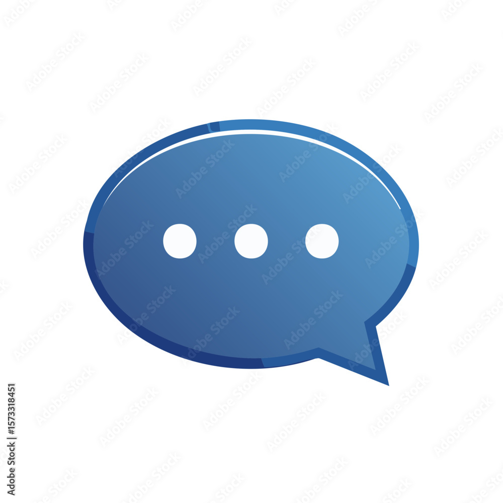 Blue Speech Bubble with Three White Dots Representing Text or Thoughts Blue Speech Bubble with Three White Dots Representing Text or Thoughts