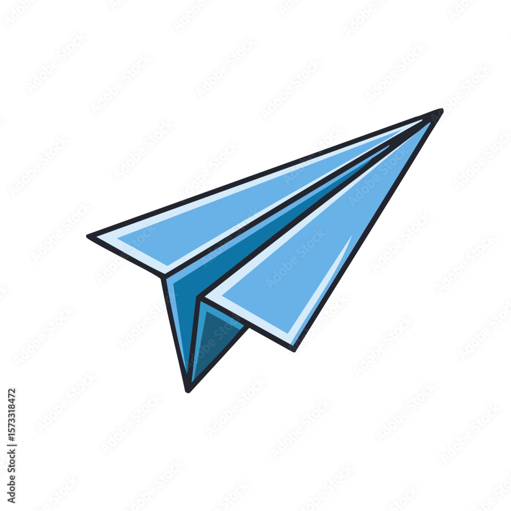 Fototapeta premium Paper airplane made with bright blue colored paper flying upward toward unseen destinations
