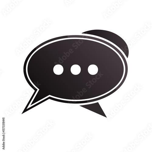 Chat Bubble Symbol in Elegant Dark Gray Communicating Thoughts and Conversation with Punctuation