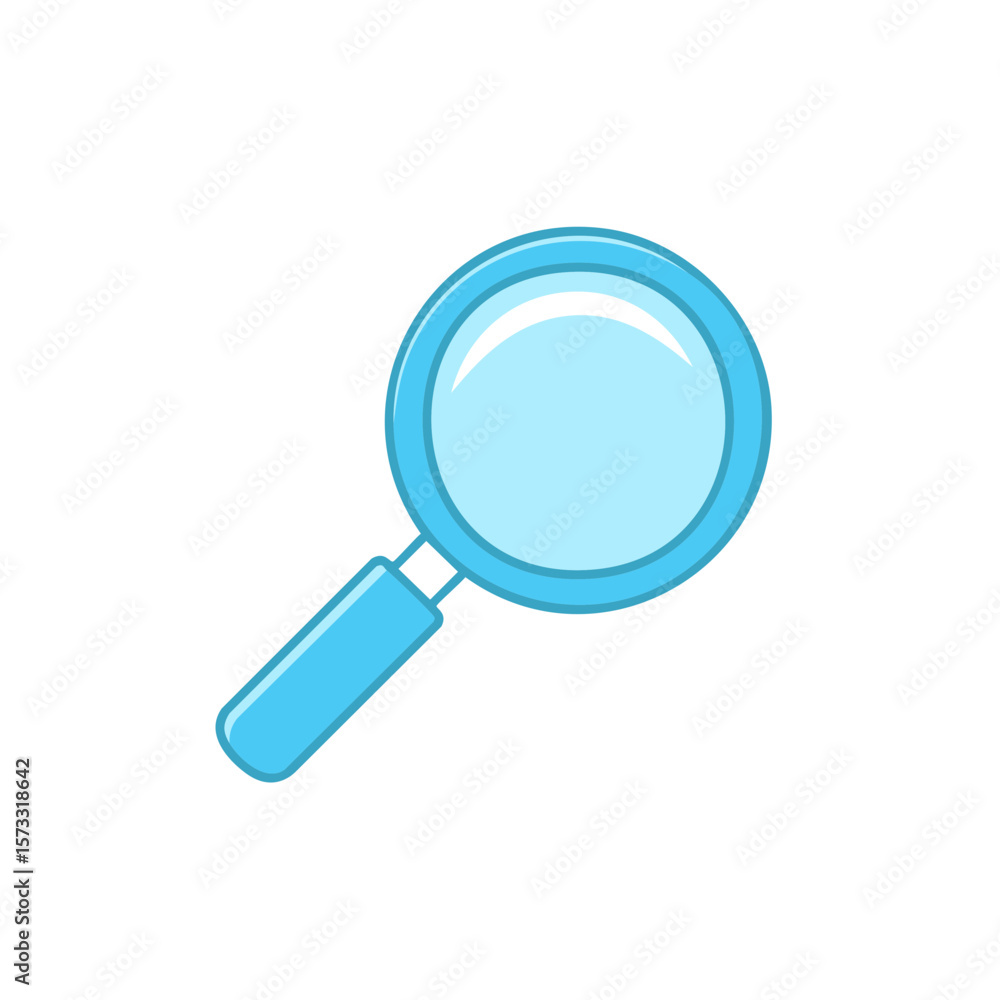 Sky blue magnifying glass, exploration and detective work, focus and investigation tool vector design Sky blue magnifying glass, exploration and detective work, focus and investigation tool vector design