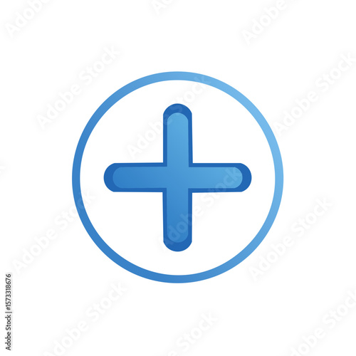 Gradient Blue Addition Symbol Inside Circle, Medical or Math Symbol Icon