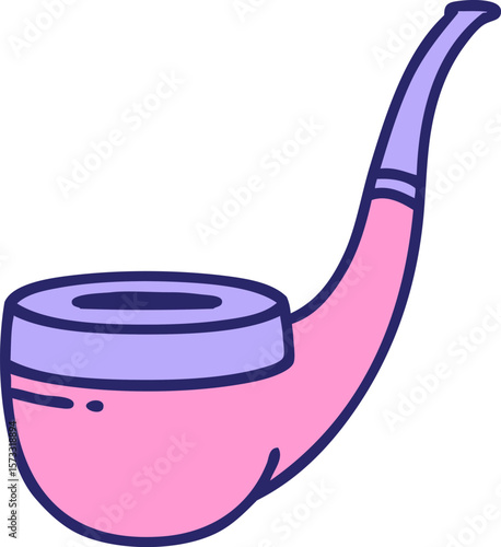 iconic tattoo style image of a smokers pipe in bright neon color