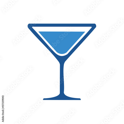 Stylish Blue Martini Glass Graphic Symbol for Nightlife and Beverage Designs