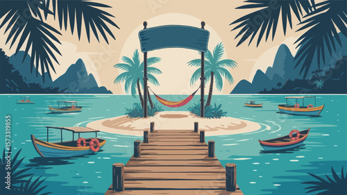 tropical island with palm trees