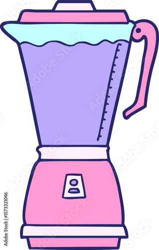 cartoon food processor in bright neon color