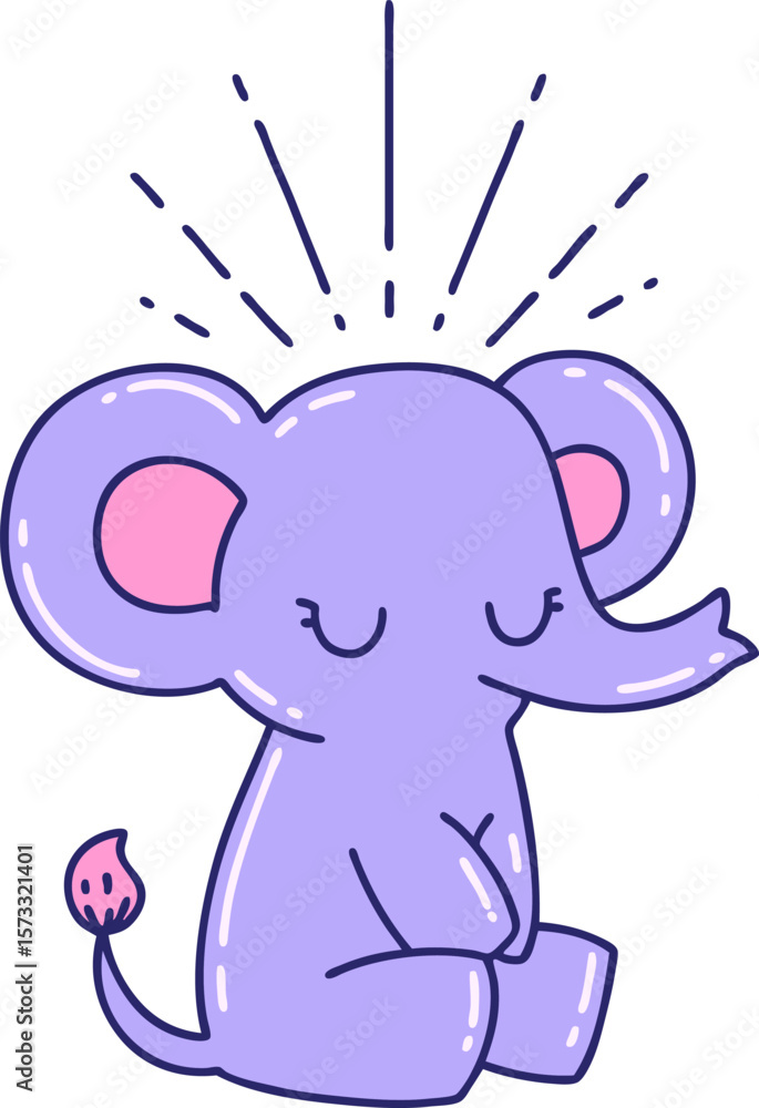 Obraz premium illustration of a traditional tattoo style cute elephant in bright neon color
