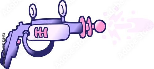 vector gradient illustration cartoon ray gun in bright neon color