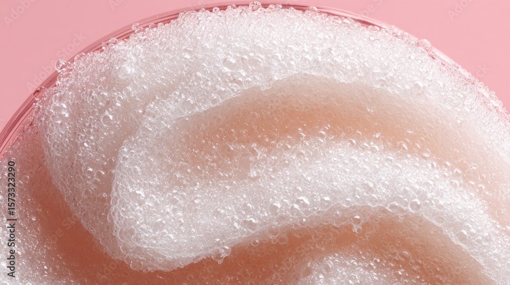 Fototapeta premium Close-up of foamy, light pink substance